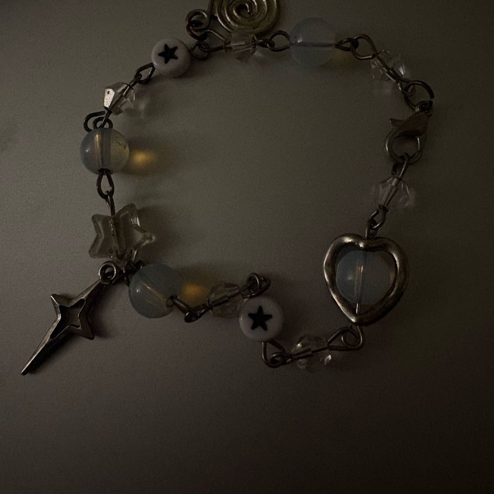 Silver and White Charm Bracelet